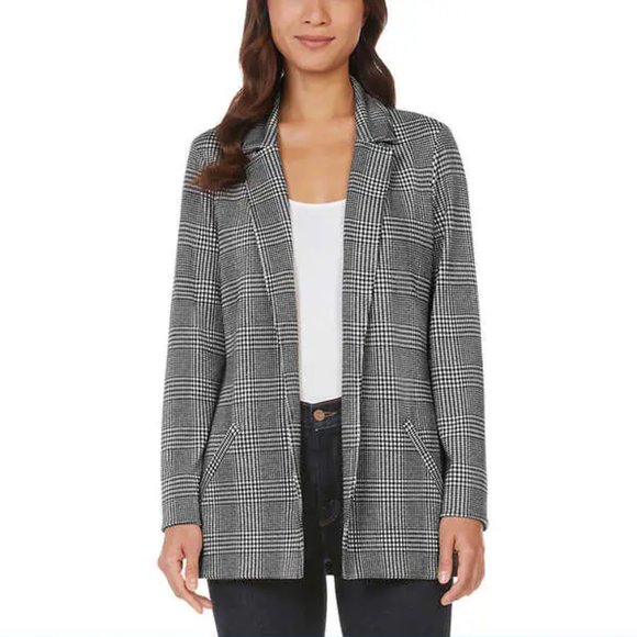 NWT Matty M Women's Knit Boyfriend Blazer Cardigan Black/White Size M $60 H457 - Picture 1 of 3